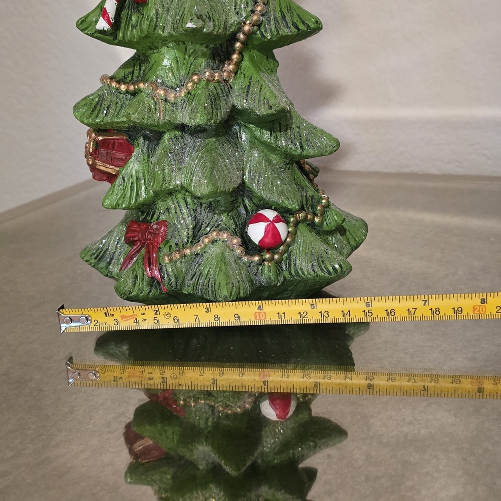 Festive Green Christmas Tree Figurine with Gold Accents - Picture 3 of 8
